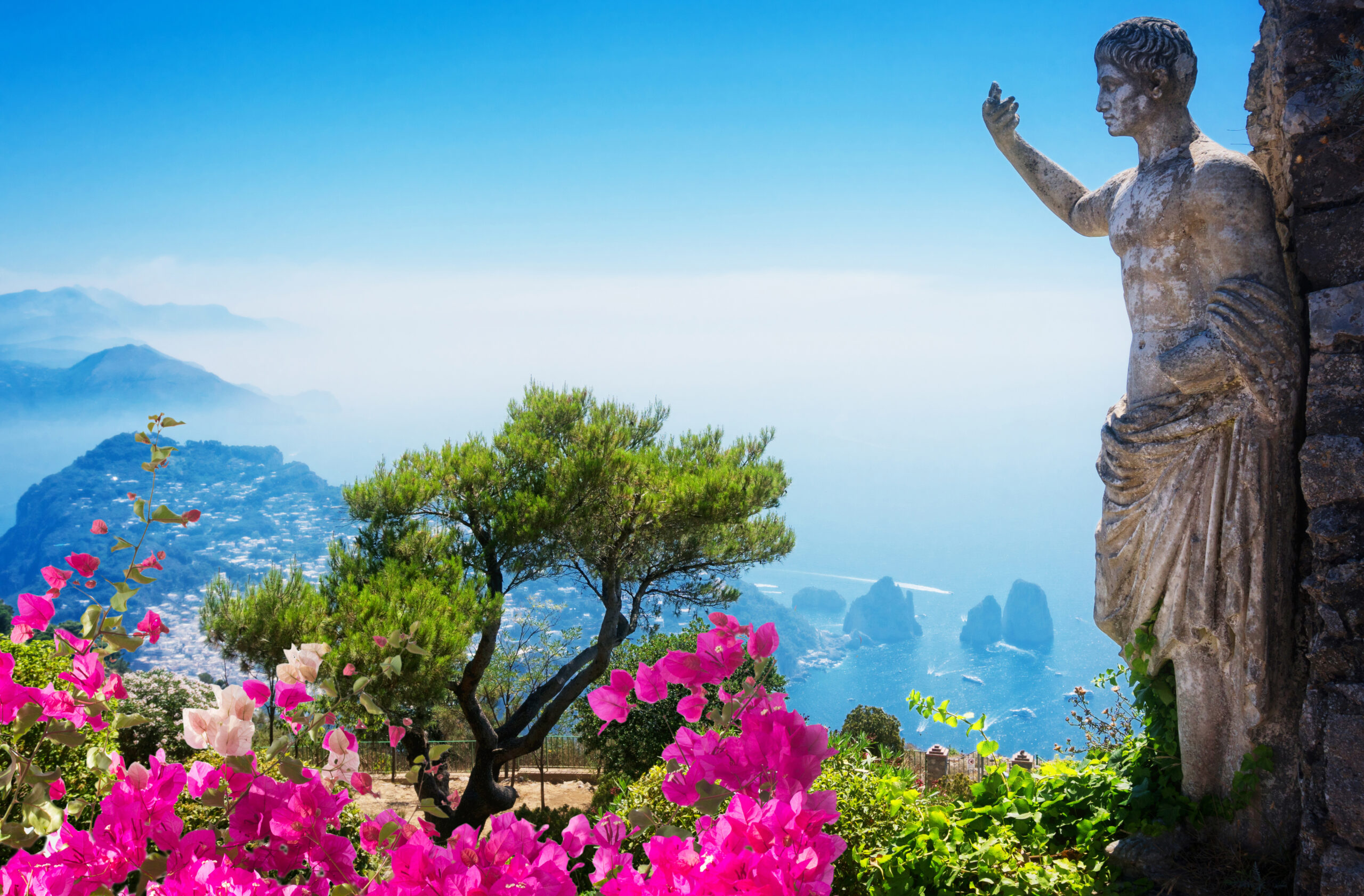Beautiful nature and architecture of Capri island at summer day, Italy